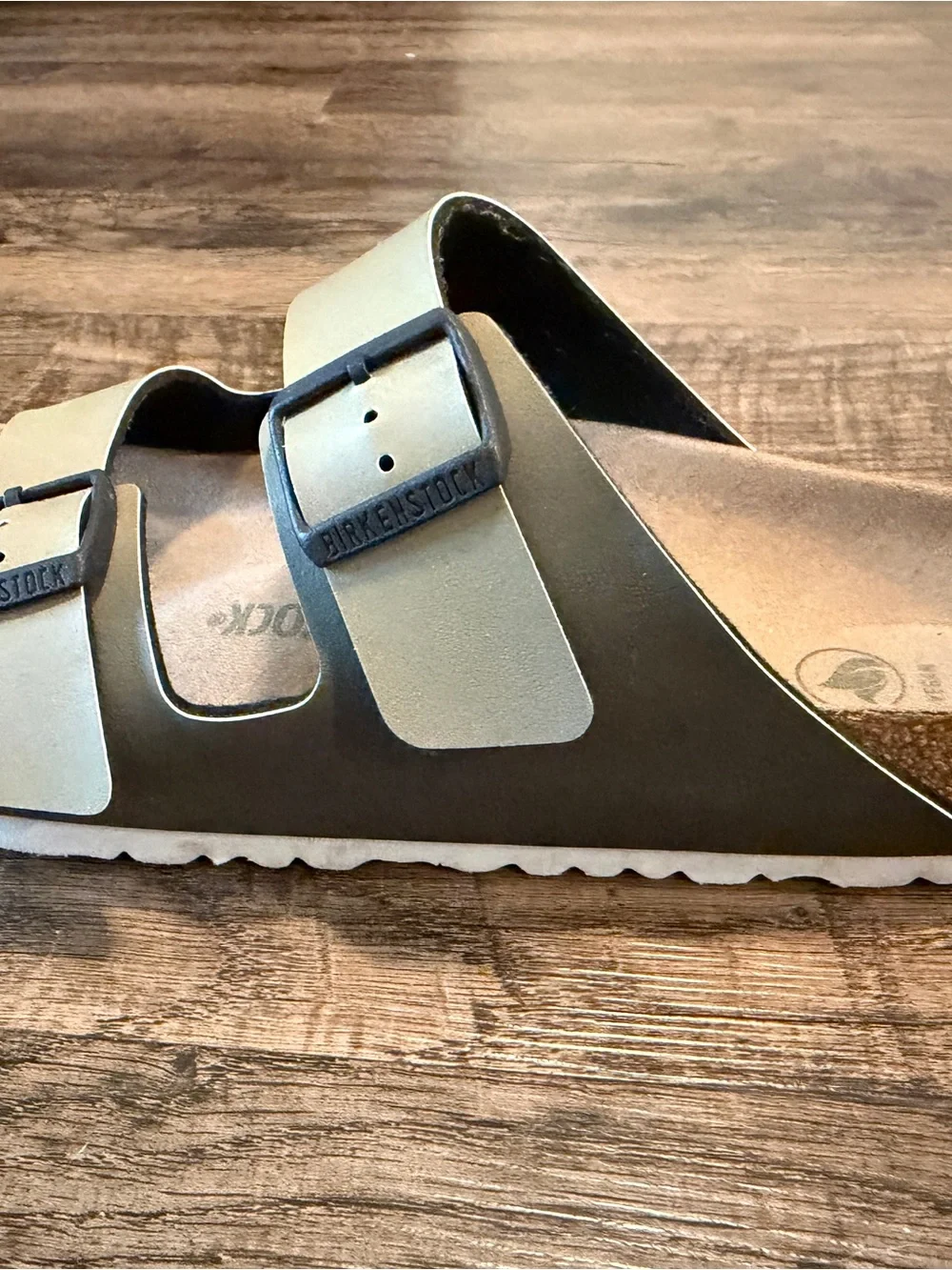 Birkenstock Men’s Two-Strap Sandals in Tan and green
